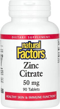 Natural Factors, Zinc Citrate, Zinkcitrat, 50 mg, 90 Tabletten