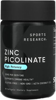 Sports Research, Zinc Picolinate, hochwirksames Zinkpicolinat, 30 mg, 90 Weichkapseln
