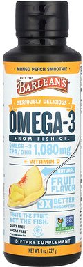 Barlean's, Seriously Delicious®, Omega-3 From Fish Oil, Omega-3 aus Fischöl, Mango-Pfirsich-Smoothie, 1.080 mg, 227 g (8...