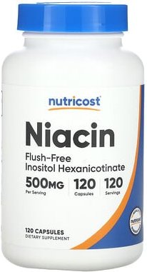 Nutricost, Niacin, Flush-Free, 500 mg, 120 Kapseln
