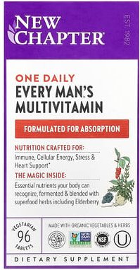 Thumbnail - New Chapter, Every Man‘s One Daily, Whole-Food Multivitamin, Vollwert-Multivitaminpräparat für Männer, 96 pflanzliche Ta...