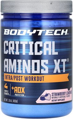 BodyTech, Critical Aminos XT, während und nach dem Workout, Erdbeerlimonade, 455 g (16 oz.)