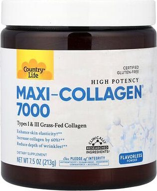Country Life, Maxi-Collagen® 7000 Powder, hochwirksames Kollagenpulver, geschmacksneutral, 213 g (7,5 oz.)