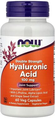 NOW Foods, Hyaluronic Acid With L-Proline, Alpha-Liponsäure und Traubenkernextrakt, 100 mg, 60 vegetarische Kapseln