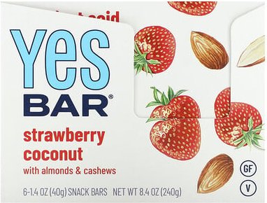 Yes Bar, Snackbar, Erdbeere-Kokosnuss, 6 Riegel, je 40 g (1,4 oz.)