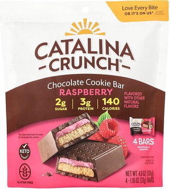 Catalina Crunch, Chocolate Cookie Bar, Schokoladen-Cookie-Riegel, Himbeere, 4 Riegel, je 33 g (1,16 oz.).