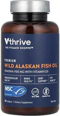 Thumbnail - Vthrive, Premium Wild Alaskan Fish Oil, hochwertiges Wild-Alaska-Fischöl, 60 Weichkapseln