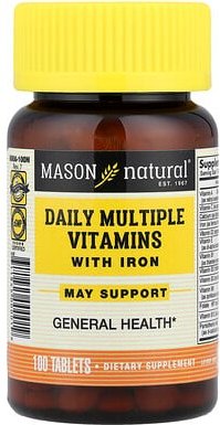 Mason Natural, Täglich mehrere Vitamine mit Eisen, 100 Tabletten