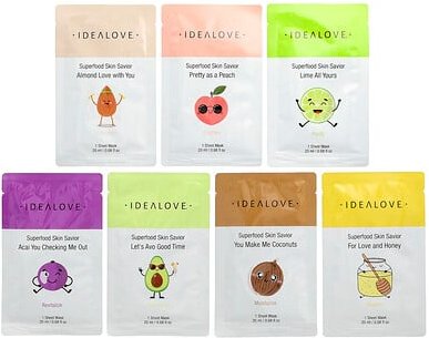 Idealove, Superfood Skin Savior Beauty Masks, Beauty-Masken, Kombipackung, 7 Tuchmasken, je 20 ml (0,68 fl. oz.).