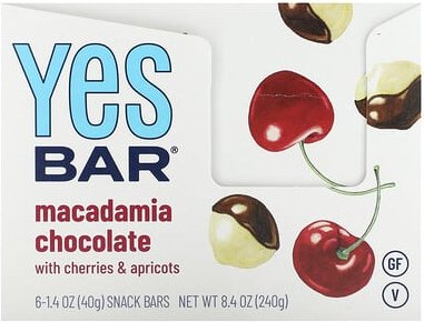Yes Bar, Snackbar, Macadamia-Schokolade, 6 Riegel, je 40 g (1,4 oz.)