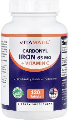 Vitamatic, Carbonyl Iron + Vitamin C, Carbonyleisen und Vitamin C, 120 Tabletten
