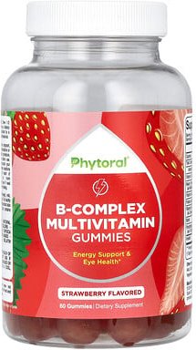 Phytoral, B-Complex Multivitamin Gummies, B-Komplex-Multivitamin-Fruchtgummis, Erdbeere, 60 Fruchtgummis