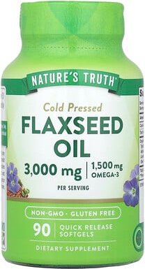 Thumbnail - Nature's Truth, Flaxseed Oil, Cold Pressed, Leinsamenöl, kalt gepresst, 90 Weichkapseln mit schneller Freisetzung (1.000...
