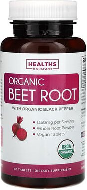 Thumbnail - Healths Harmony, Organic Rote Bete Root With Organic Black Pepper, Bio-Rote-Bete-Wurzel mit Bio-Schwarzer-Pfeffer, 60 Ta...