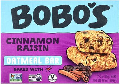 Bobo's Oat Bars, Oatmeal Bar, Cinnamon Raisin, Haferflocken-Riegel, Zimt-Rosine, 12 Riegel, je 85 g (3 oz.).