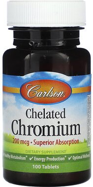 Carlson, Chelatiertes Chrom, 200 mcg, 100 Tabletten