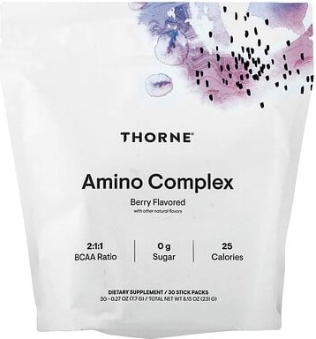 Thorne, Amino Complex, Beere, Aminokomplex, 30 Sticks, je 7,7 g (0,27 oz.).