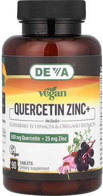 Deva, Vegan Quercetin Zinc+, veganes Quercetin, 90 Tabletten