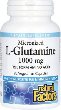 Natural Factors, Mikronisiertes L-Glutamin, 1.000 mg, 90 vegetarische Kapseln