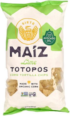 Siete, Maiz Totopos Corn Tortilla Chips, Mais-Tortilla-Chips, Limette, 212,6 g (7,5 oz.)