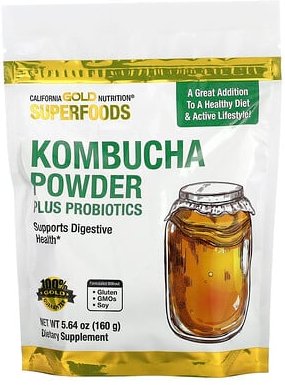 California Gold Nutrition, Superfoods, Kombucha Powder with Kombucha, Brewed Apple Cider Vinegar and Soluble Tapioca Fib...