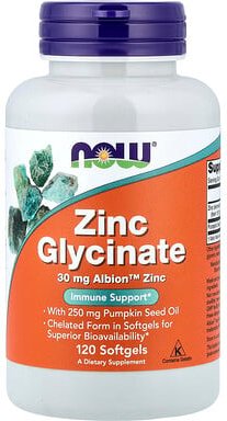 NOW Foods, Zink-Glycinat, 120 Softgelkapseln