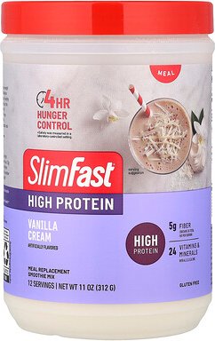 SlimFast, Proteinreich, Smoothie-Mix als Mahlzeitenersatz, Vanillecreme, 312 g (11 oz.)