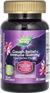 Nature's Way, Cough Relief + Immune Gummy, Fruchtgummis zur Hustenlinderung und Stärkung des Immunsystems, Holunder, 36 ...