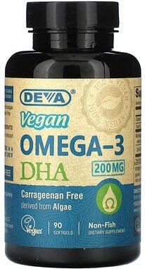 Deva, Vegan Omega-3 DHA, veganes Omega-3 DHA, 200 mg, 90 Weichkapseln