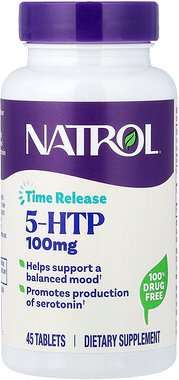 Thumbnail - Natrol, 5-HTP, Time Release, 5-HTP mit zeitversetzter Freisetzung, 100 mg, 45 Tabletten