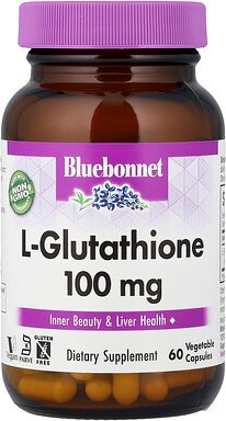 Bluebonnet Nutrition, L-Glutathion, 100 mg, 60 pflanzliche Kapseln