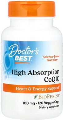 Doctor's Best, High Absorption CoQ10 with BioPerine®, hoch absorbierbares CoQ10 mit BioPerine®, 100 mg, 120 pflanzliche ...