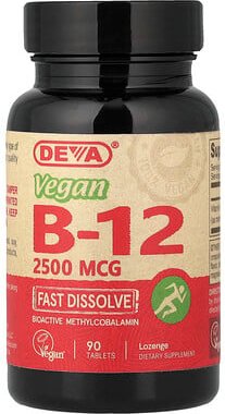 Thumbnail - Deva, Vegan B-12, schnell auflösend, 2.500 mcg, 90 Tabletten