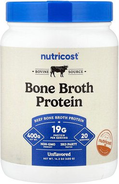 Nutricost, Bone Broth Protein, Knochenbrühe-Protein, geschmacksneutral, 400 g (14,3 oz.)