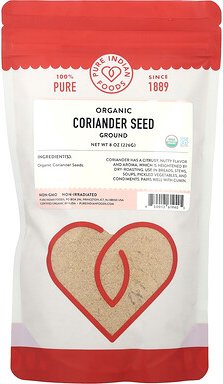 Pure Indian Foods, Organic Coriander Seed, Bio-Koriandersamen, gemahlen, 226 g (8 oz.)