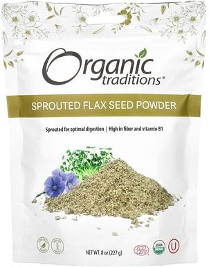Organic Traditions, Gekeimte Leinsamen Pulver, 227 g (8 oz.)