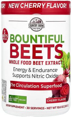Country Farms, Bountiful Rote Beete, Rote-Bete-Vollwertextrakt, Kirschgeschmack, 300 g (10,6 oz.)
