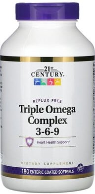 21st Century, Triple Omega Complex 3-6-9, dreifacher Omega-3-6-9-Komplex, 180 magensaftresistente Weichkapseln