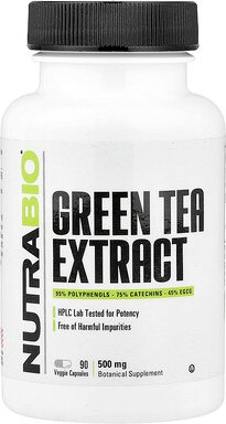 NutraBio, Grüntee-Extrakt, 500 mg, 90 pflanzliche Kapseln