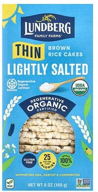 Lundberg, Organic Thin Brown Rice Cakes, dünne Bio-Naturreiswaffeln, leicht gesalzen, 168 g (6 oz.)