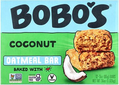 Bobo's Oat Bars, Coconut Oatmeal Bars, Kokosnuss-Haferflocken-Riegel, 12 Riegel, je 85 g (3 oz.).