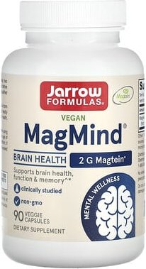 Jarrow Formulas, Vegan MagMind®, Gehirngesundheit, 90 pflanzliche Kapseln (48 mg pro Kapsel)