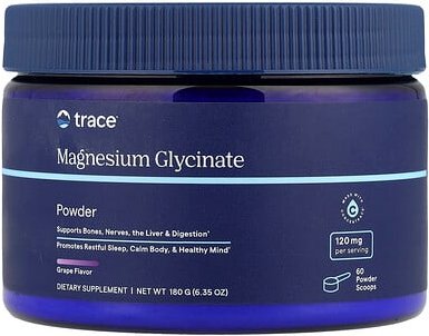 Trace, Magnesium Glycinate Powder, Magnesiumglycinatpulver, Traube, 180 g (6,35 oz.)