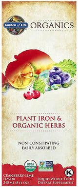 Thumbnail - Garden of Life, Organics, Plant Iron & Organic Herbs, pflanzliches Eisen und Bio-Kräuter, Cranberry-Limette, 240 ml (8 f...