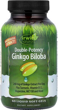 Irwin Naturals, Ginkgo biloba, doppelte Wirksamkeit, 60 flüssige Weichkapseln