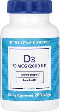 The Vitamin Shoppe, Vitamin D3, 50 mcg (2.000 IU), 200 Weichkapseln