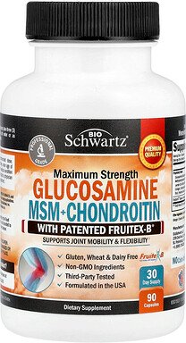 Thumbnail - BioSchwartz, Glucosamine MSM + Chondroitin with Patented Fruitex-B®, Glucosamin MSM + Chondroitin mit patentiertem Fruit...