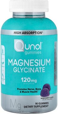 Qunol, Magnesium Glycinate Gummies, Magnesiumglycinat-Fruchtgummis, Beerenmischung, 90 Fruchtgummis (60 mg pro Fruchtgum...
