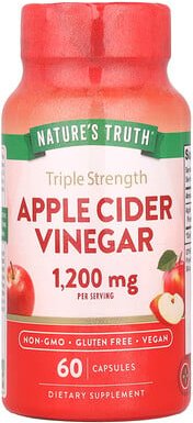 Nature's Truth, Triple Strength Apple Cider Vinegar, Apfelessig, dreifache Stärke, 60 Kapseln (600 mg pro Kapsel)