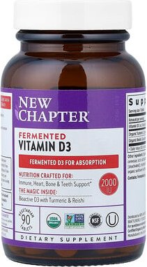 New Chapter, Fermented Vitamin D3, fermentiertes Vitamin D3, 2.000 IU, 90 pflanzliche Tabletten